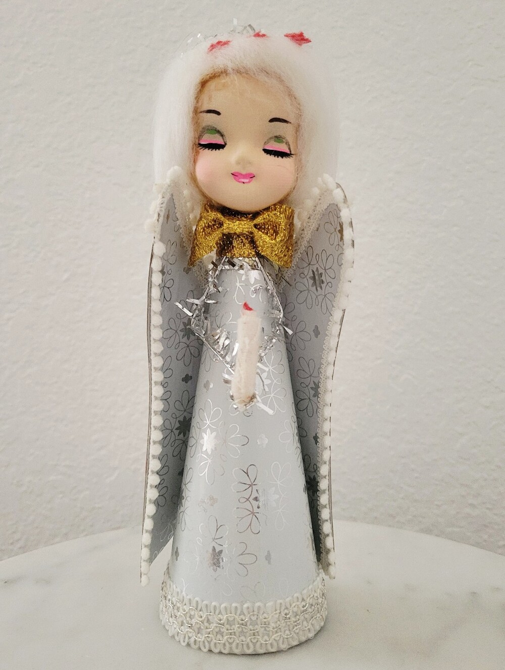 Vintage 1950s 1960s Mid Century Angel Christmas Tree Topper Kitschy